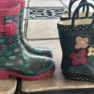 Joe Fresh Kids' Pink and Green Patterned Boots